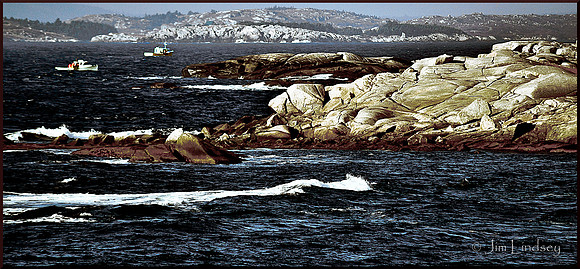 Lobstermen at the Mouth of Shad Bay w border DSC_0361