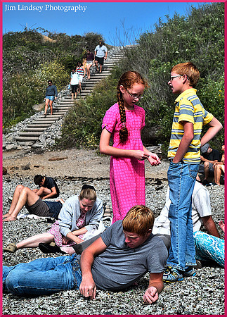 Redheads on Glass Beach w border DSC_0612