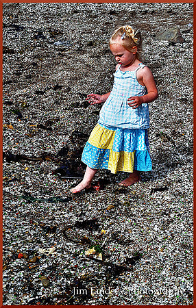 Little Girl on Glass Beach w border DSC_0635