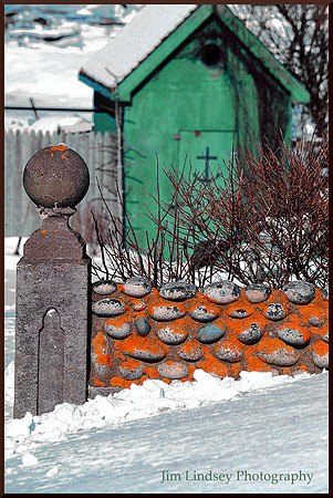 Study in Orange and Sea Green with border