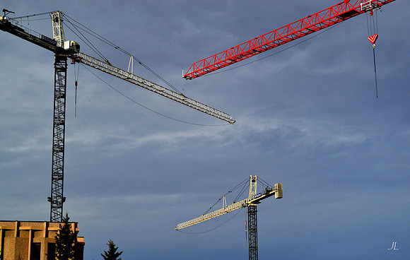 Construction Cranes on U of Calgary Campus w sig