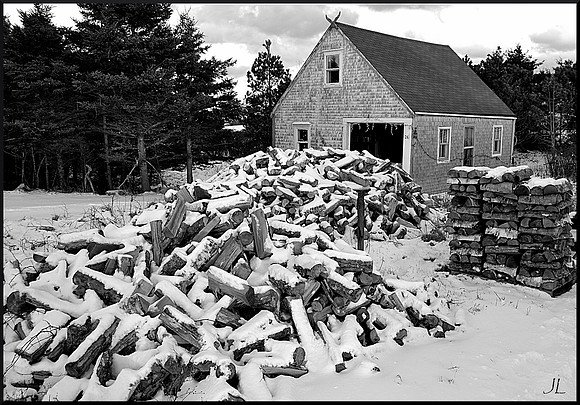 Long Winter Woodpile w sig