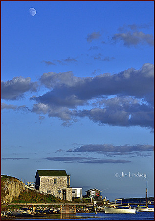 Moonrise over Prospect Harbour w border DSC_0171
