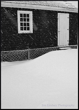 Boathouse in Snow with border