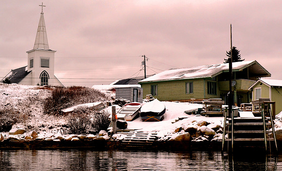 Inside Prospect Harbour Passing Boats Put Up for Winter
